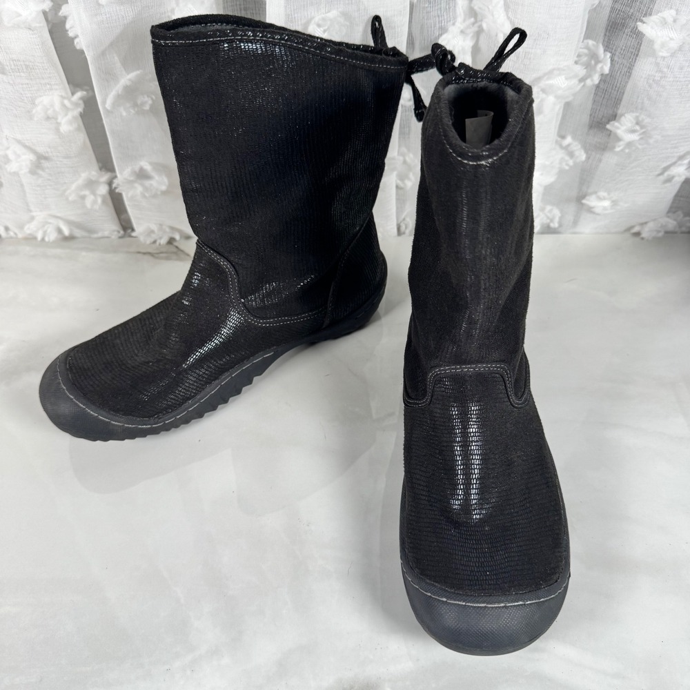 JSport Black Textile Winter Boots Faux Fur‎ Lining Cushioned Cozy Warm 9.5M